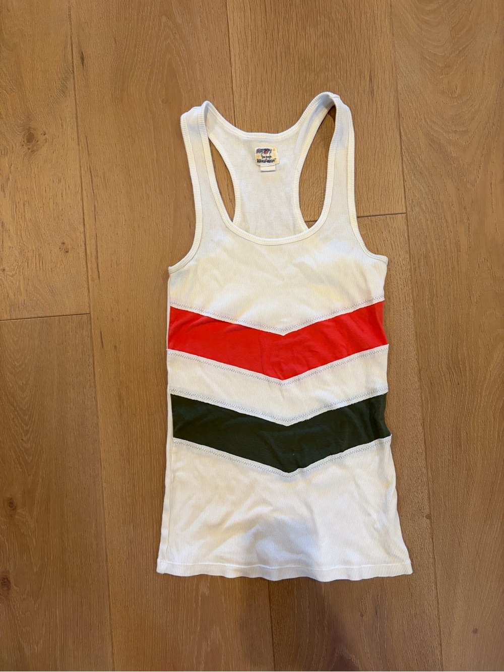 Free People Ribbed Tank with Orange and Green Design